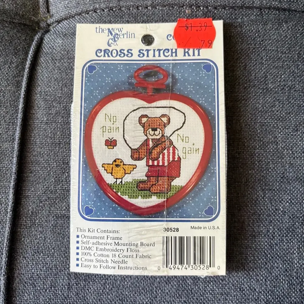 No Pain No Gain Vintage Mini Counted Cross Stitch Kit by New Berlin Co. - 1980s